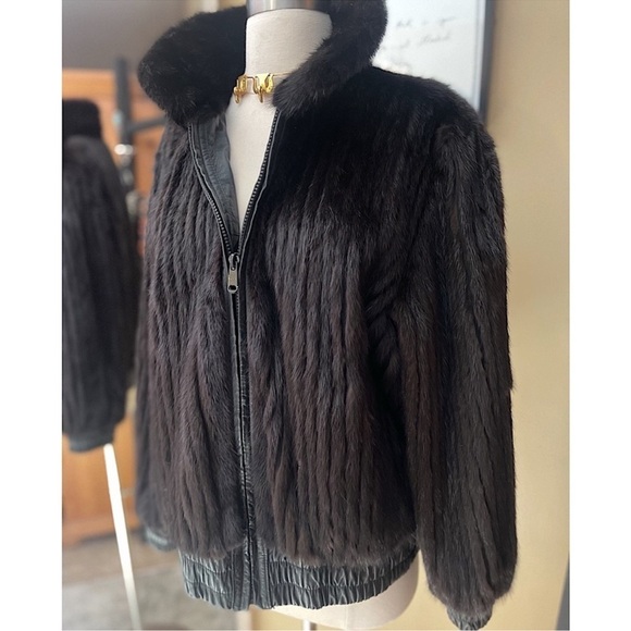 REVERSIBLE REAL MINK LEATHER JACKET SZ M/L - Picture 1 of 7
